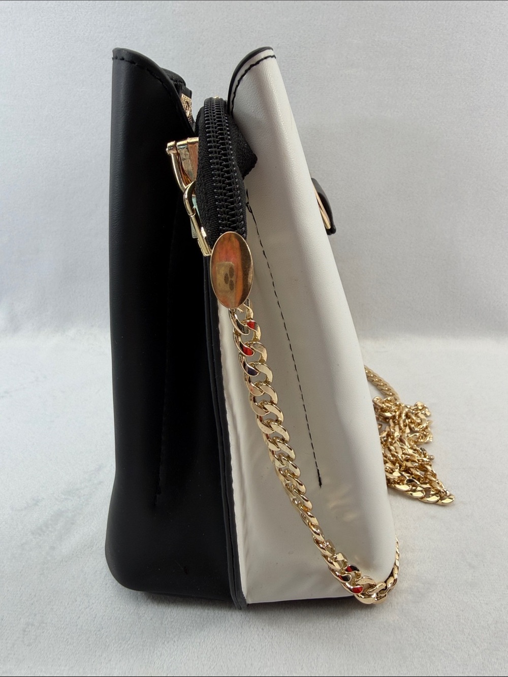 Nevenka PU Leather Top Handle Portrait Print Gold Chain Crossbody Detachable - Picture 6 of 9